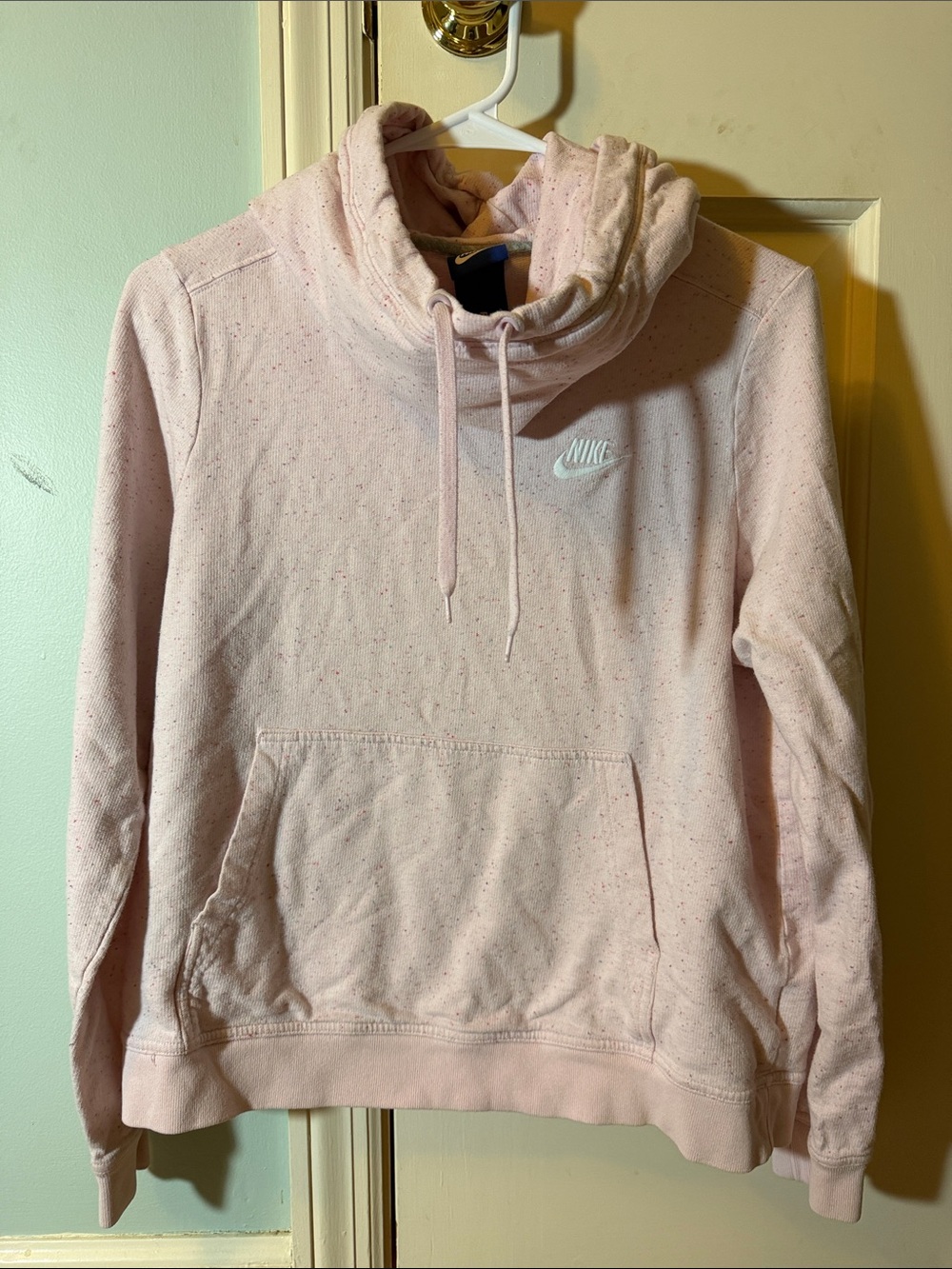 Nike Light Pink Funnel Neck Hooded Pullover Sweatshirt size medium